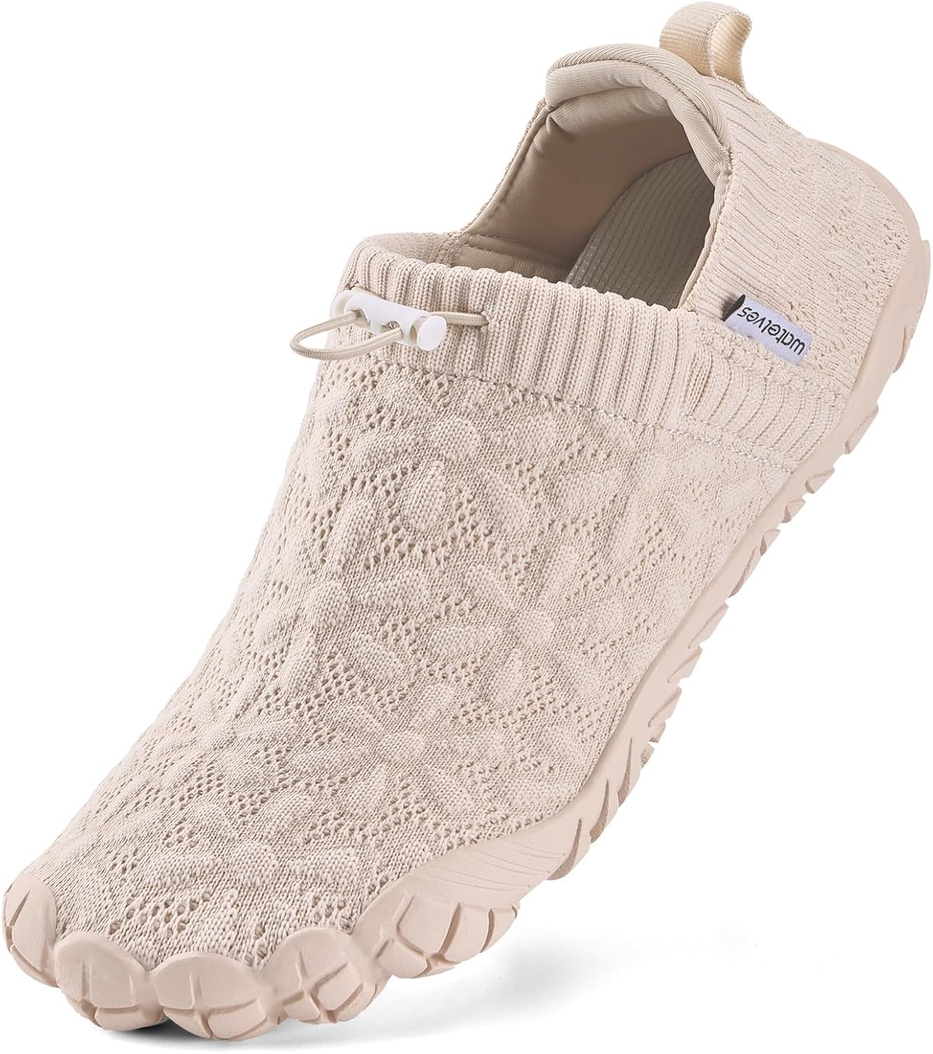 image:imageWateLves Barefoot Water Shoes Women Men Wide Toe Breathable Walking Shoes QuickDry Anti Slip Lightweight Aqua Shoes for Beach Swim Surf YogaBeige
