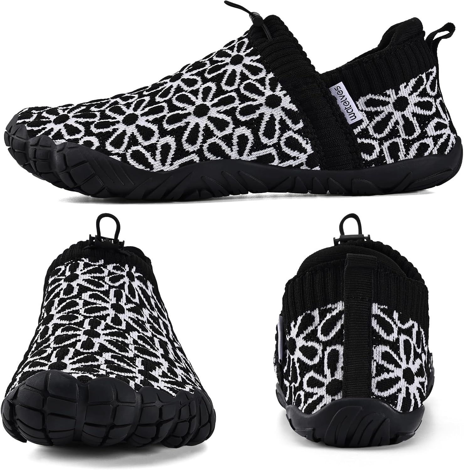 image:imageWateLves Barefoot Water Shoes Women Men Wide Toe Breathable Walking Shoes QuickDry Anti Slip Lightweight Aqua Shoes for Beach Swim Surf YogaBlackWhite
