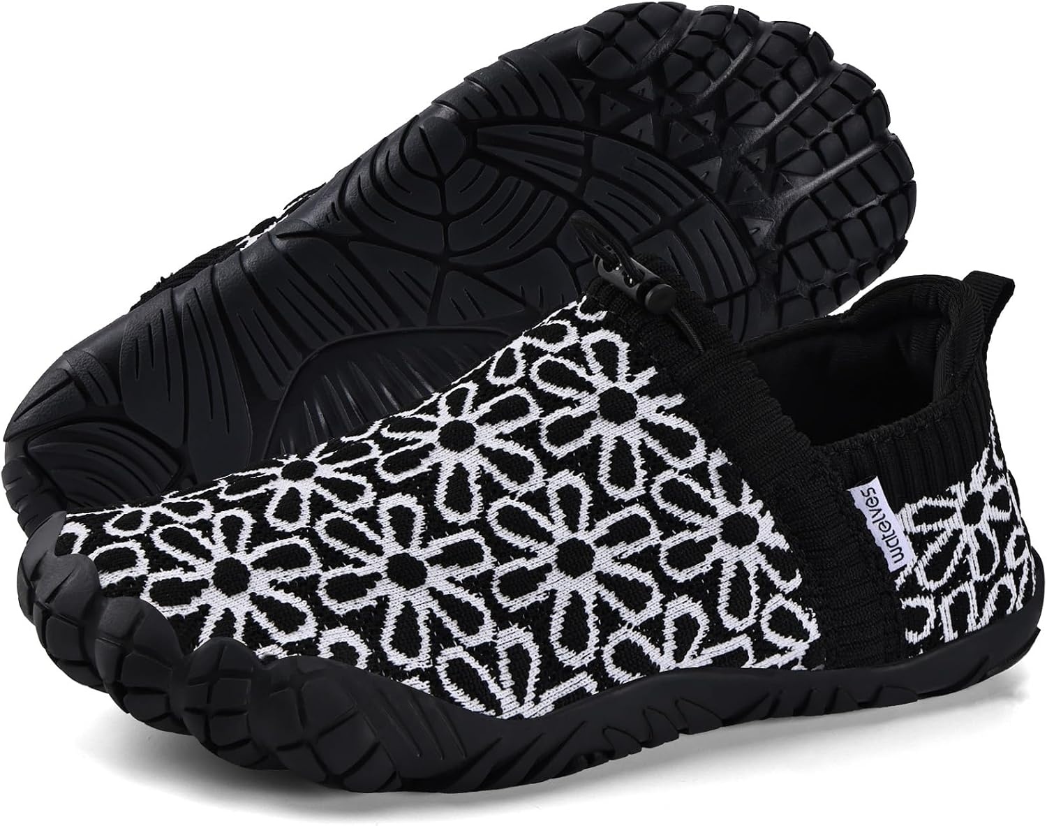 image:imageWateLves Barefoot Water Shoes Women Men Wide Toe Breathable Walking Shoes QuickDry Anti Slip Lightweight Aqua Shoes for Beach Swim Surf YogaBlackWhite