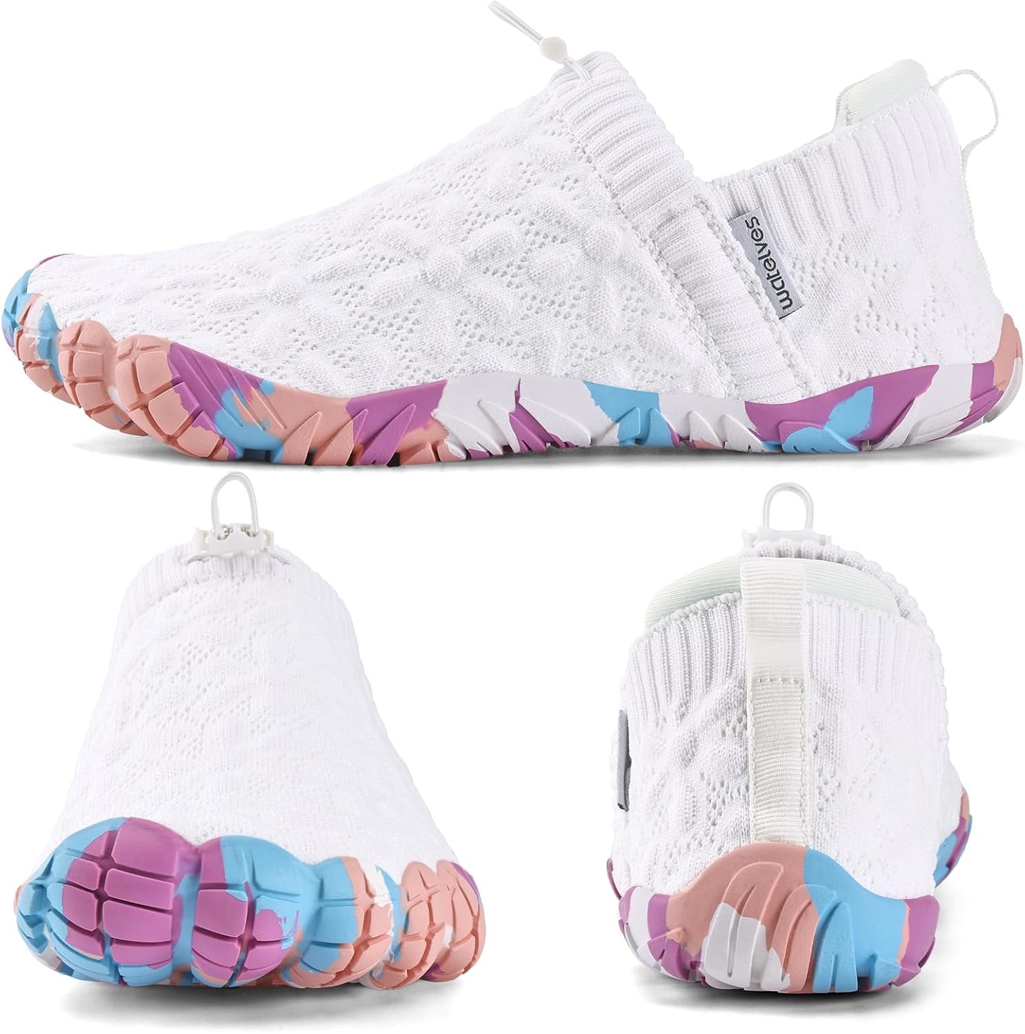 image:imageWateLves Barefoot Water Shoes Women Men Wide Toe Breathable Walking Shoes QuickDry Anti Slip Lightweight Aqua Shoes for Beach Swim Surf YogaMix White