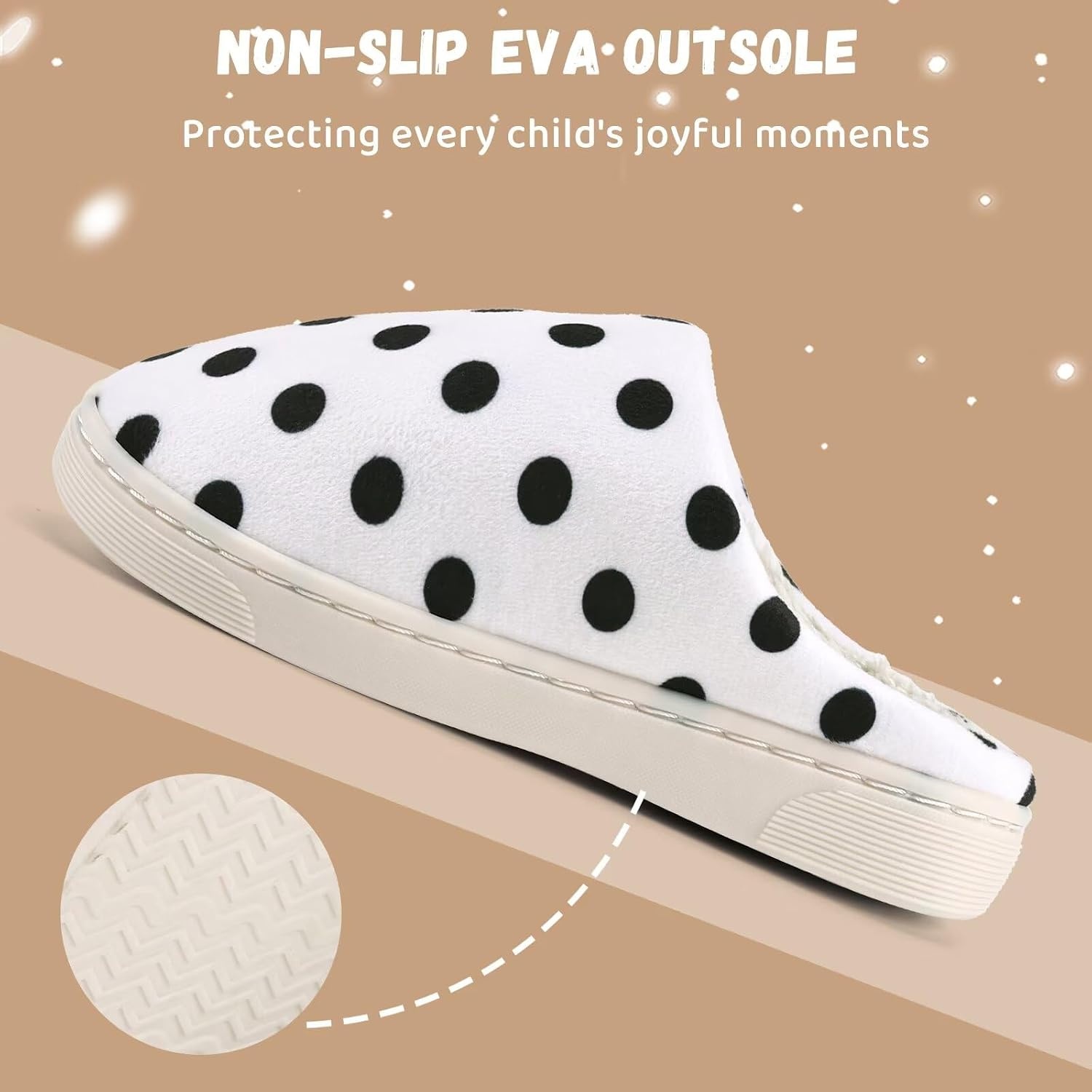 image:imageWateLves Kids Boys Girls Slippers Toddler Warm House ShoesBlack Dot