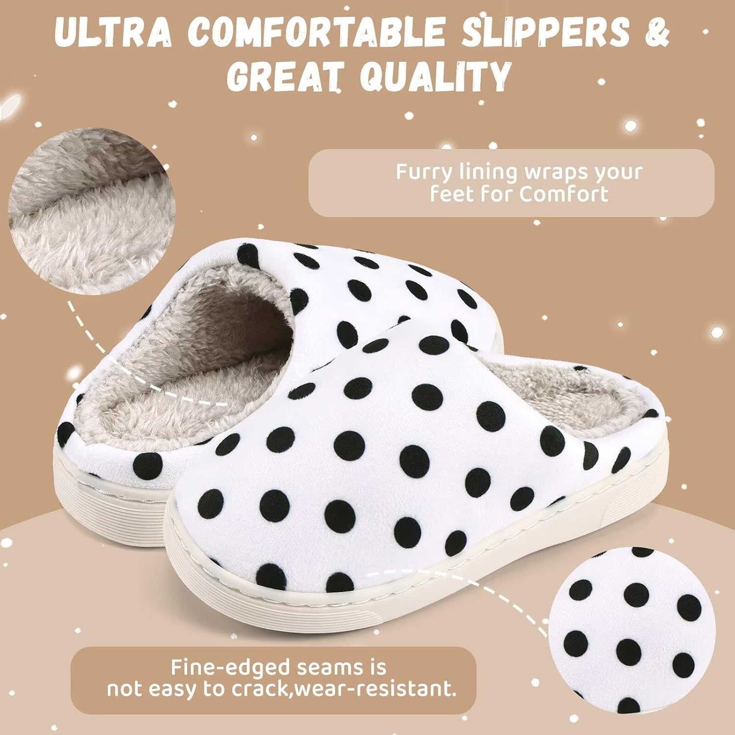 image:imageWateLves Kids Boys Girls Slippers Toddler Warm House ShoesBlack Dot