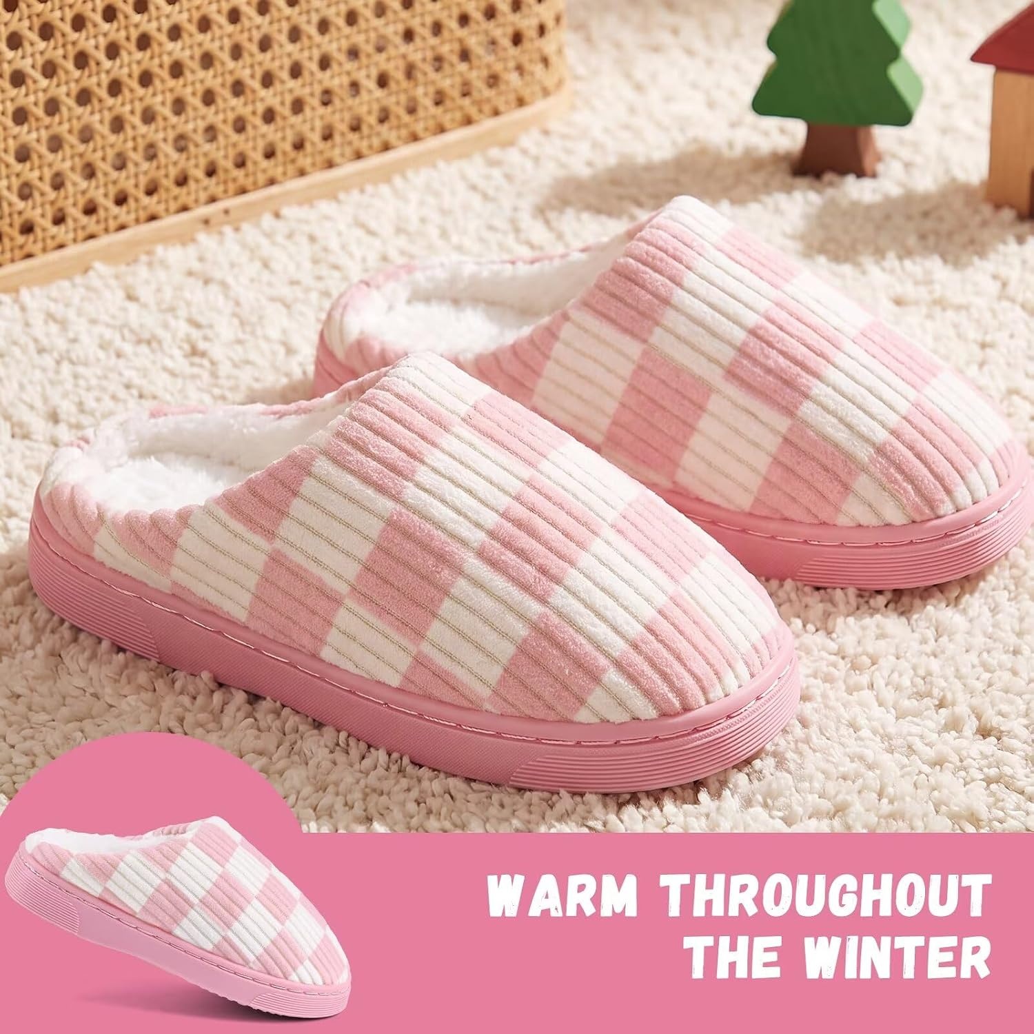 image:imageWateLves Kids Boys Girls Slippers Toddler Warm House ShoesPink