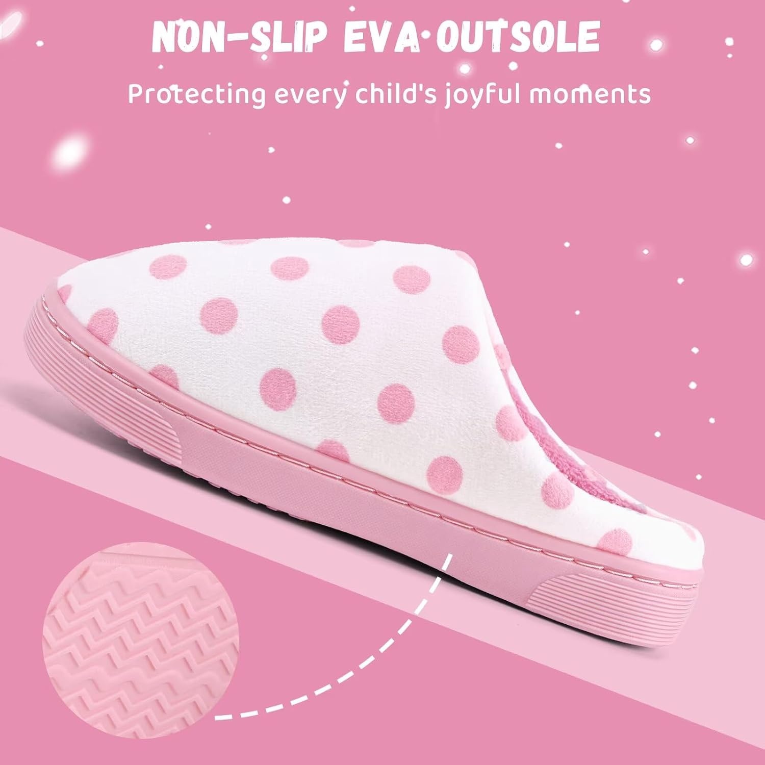 image:imageWateLves Kids Boys Girls Slippers Toddler Warm House ShoesPink Dot