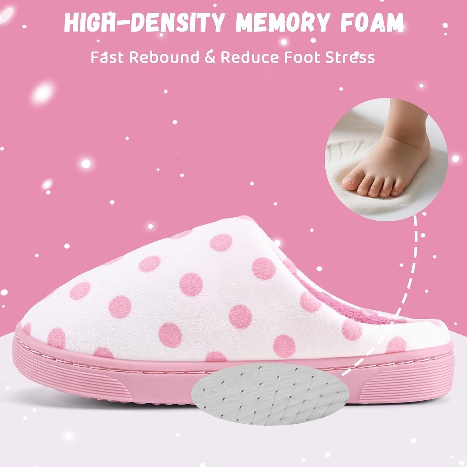image:imageWateLves Kids Boys Girls Slippers Toddler Warm House ShoesPink Dot