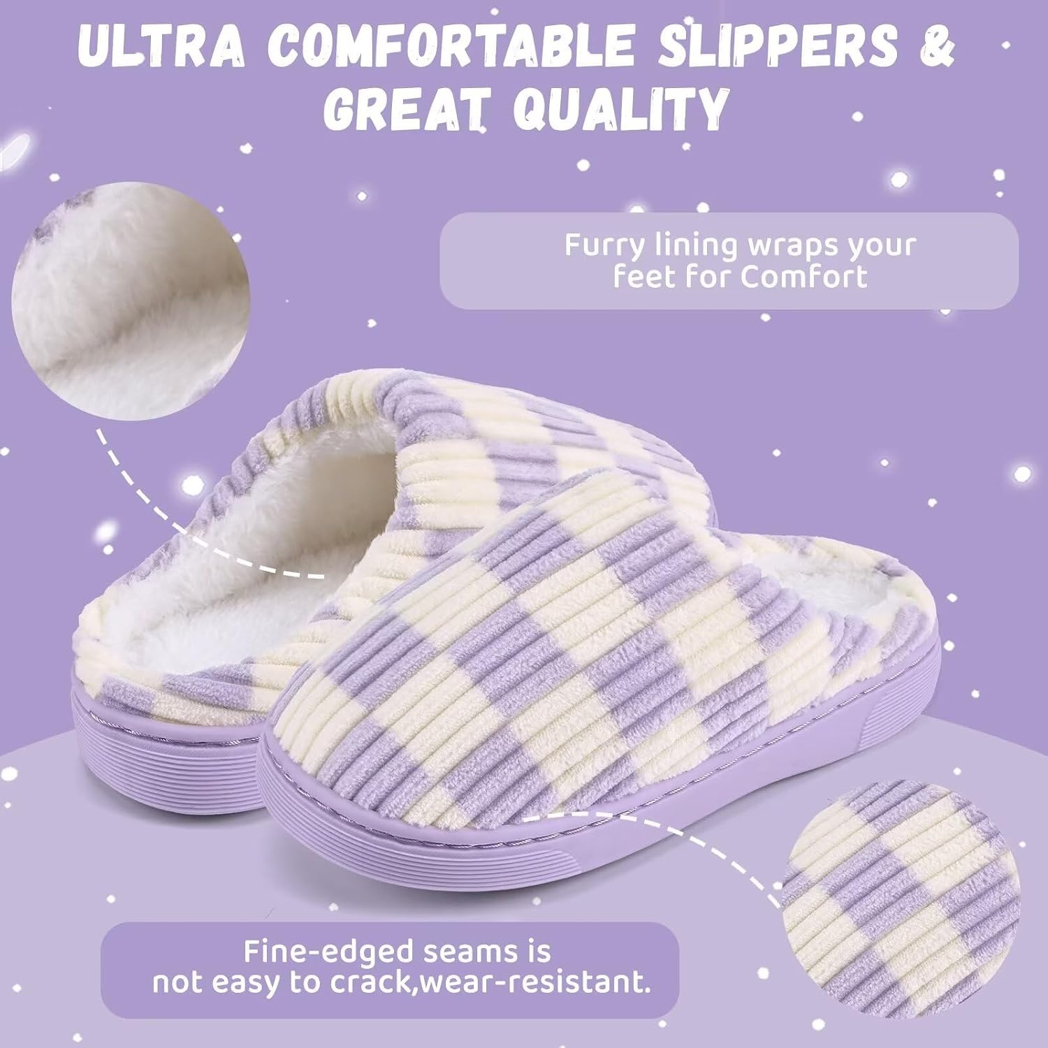 image:imageWateLves Kids Boys Girls Slippers Toddler Warm House ShoesPurple