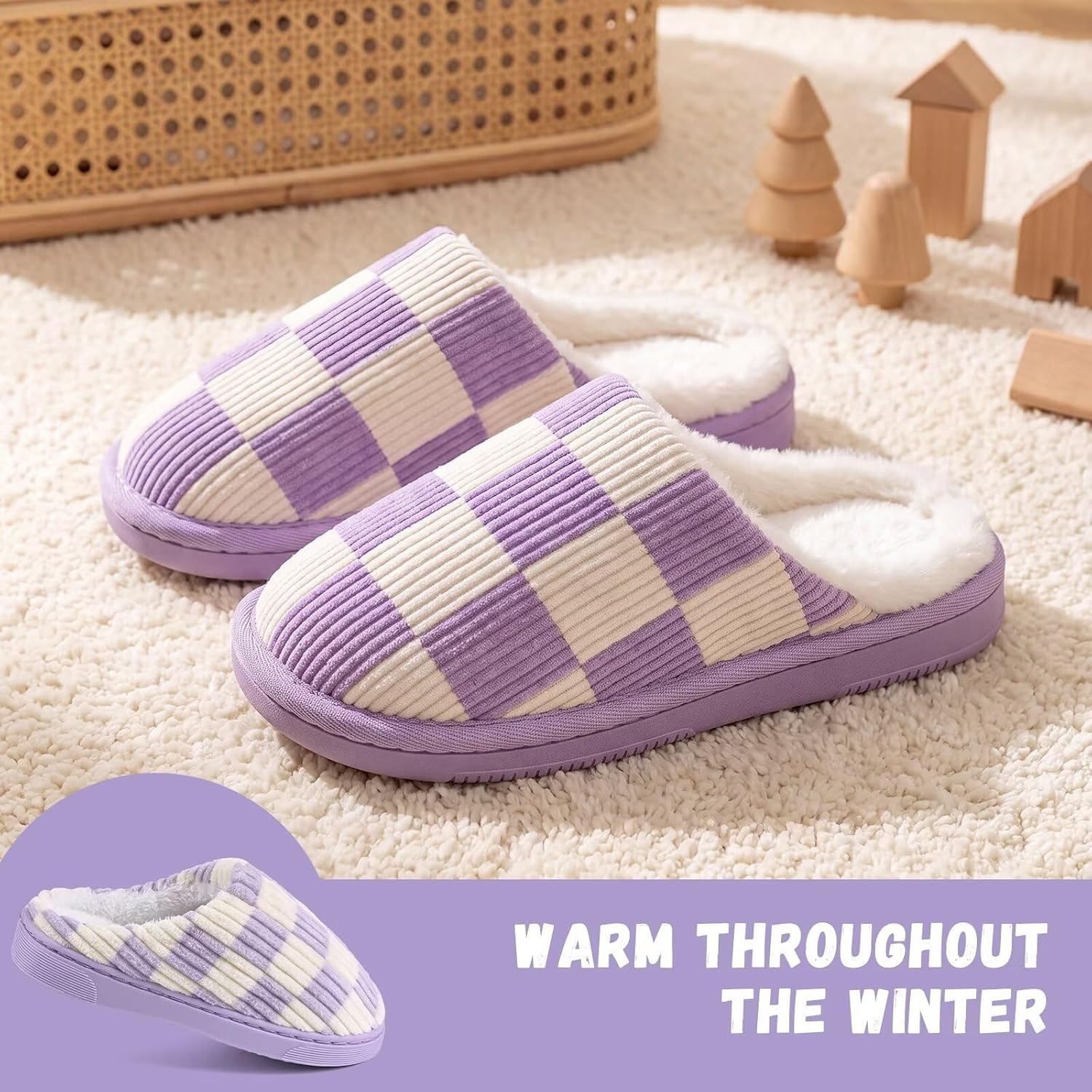 image:imageWateLves Kids Boys Girls Slippers Toddler Warm House ShoesPurple