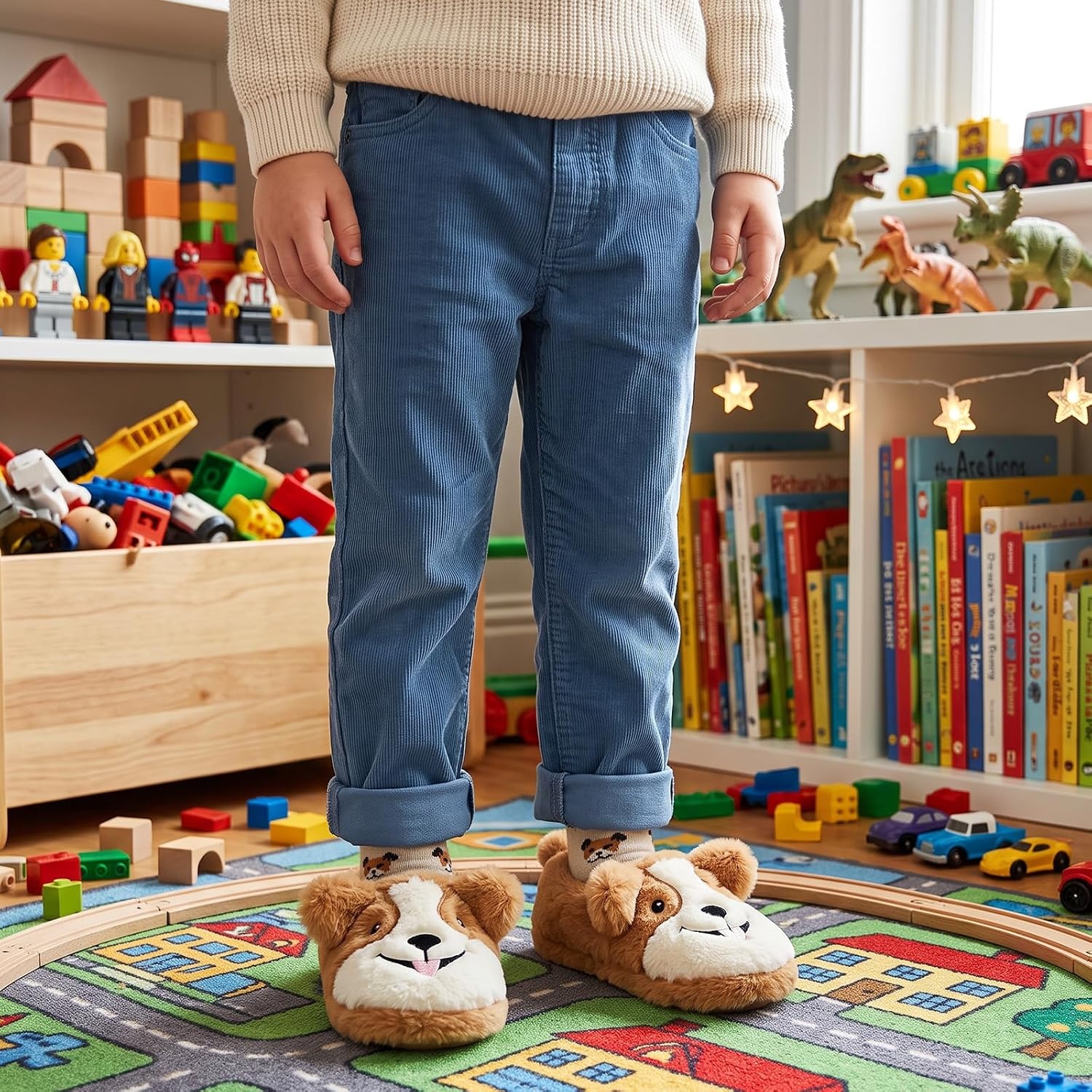 image:imageWateLves Toddler Slippers Boys Girls Full Wrapped Winter ShoesCorgi