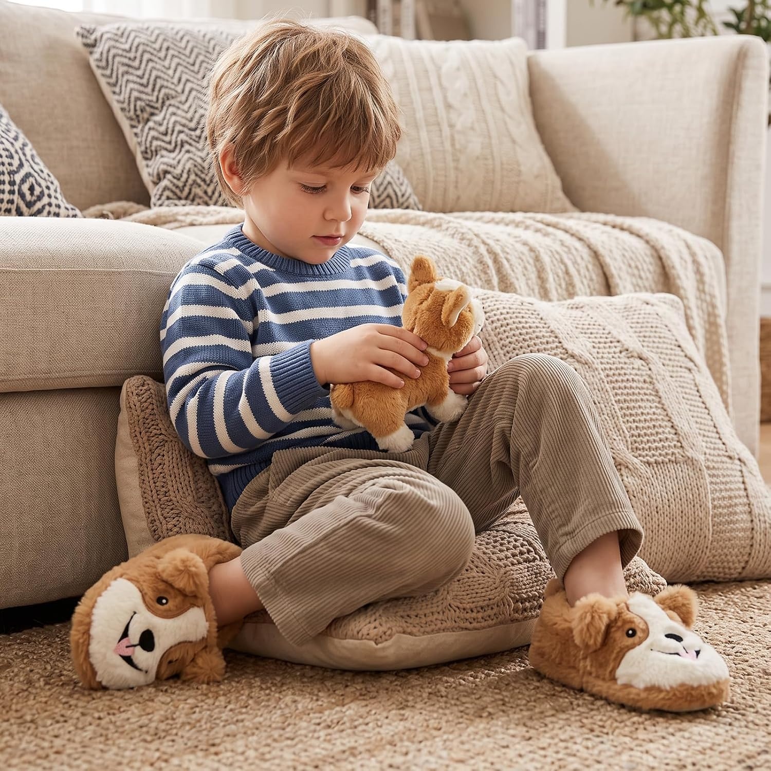 image:imageWateLves Toddler Slippers Boys Girls Full Wrapped Winter ShoesCorgi