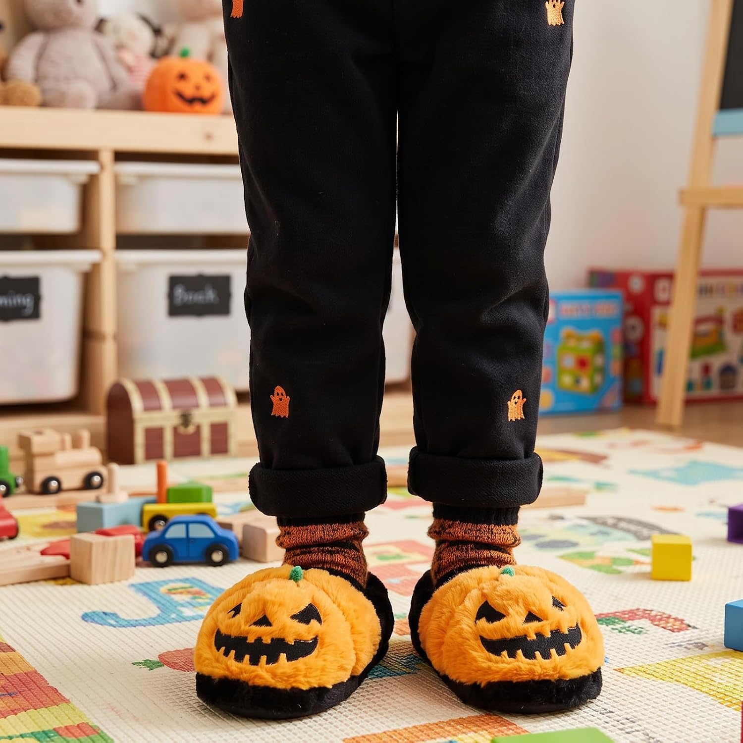 image:imageWateLves Toddler Slippers Boys Girls Full Wrapped Winter ShoesHalloween Pumpkin