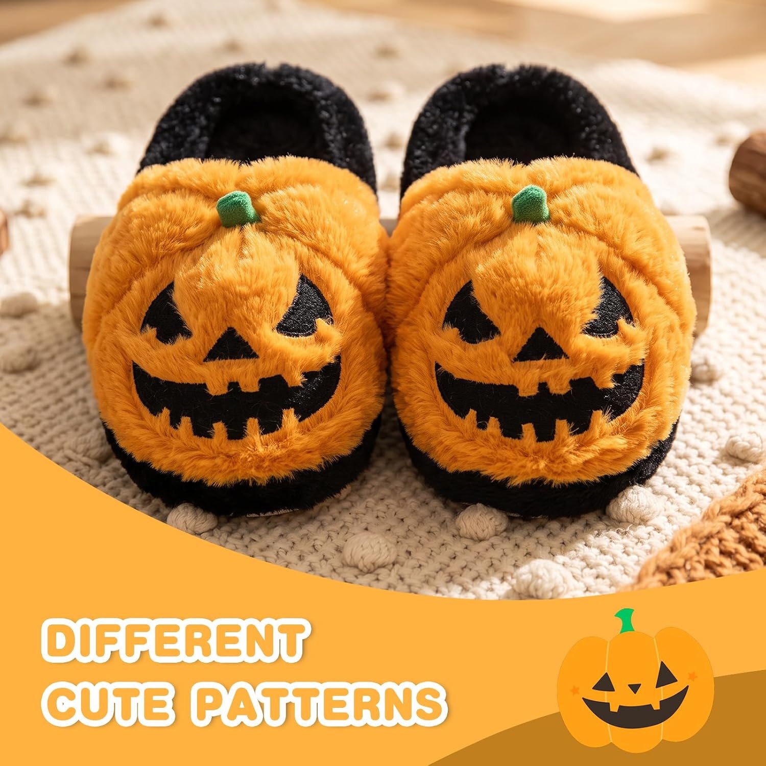 image:imageWateLves Toddler Slippers Boys Girls Full Wrapped Winter ShoesHalloween Pumpkin