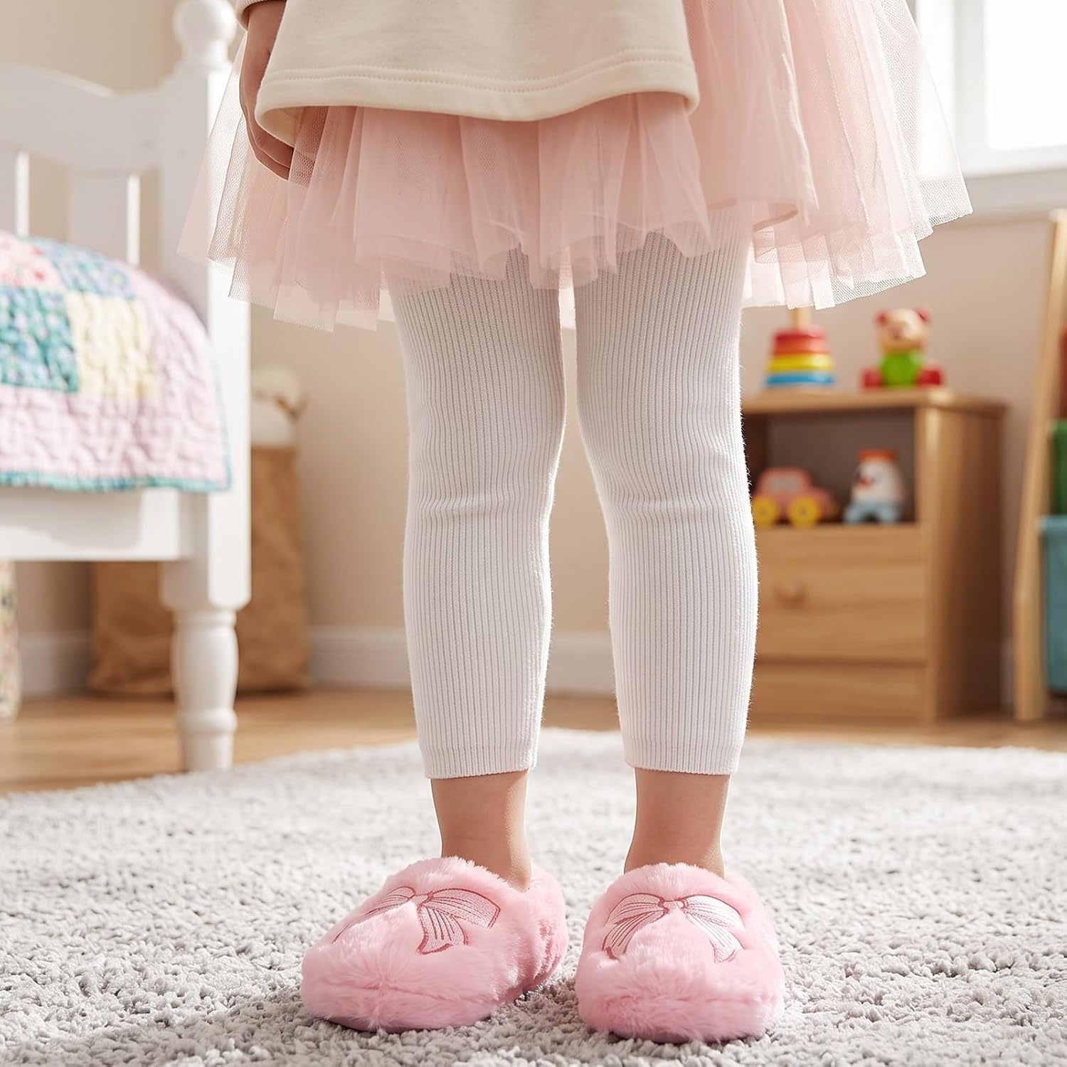 image:imageWateLves Toddler Slippers Boys Girls Full Wrapped Winter ShoesPink Bow Knot