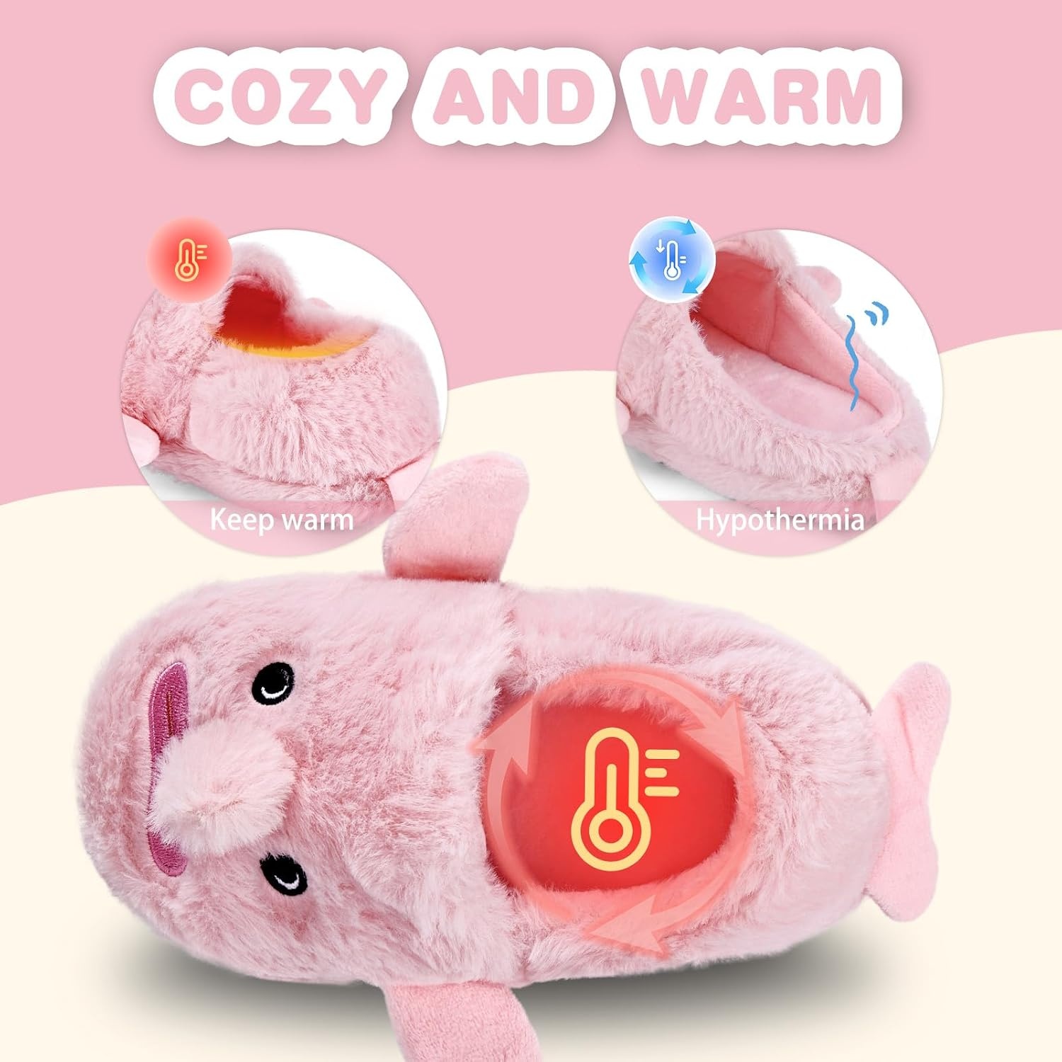 image:imageWateLves Toddler Slippers Boys Girls Full Wrapped Winter ShoesPink Fish