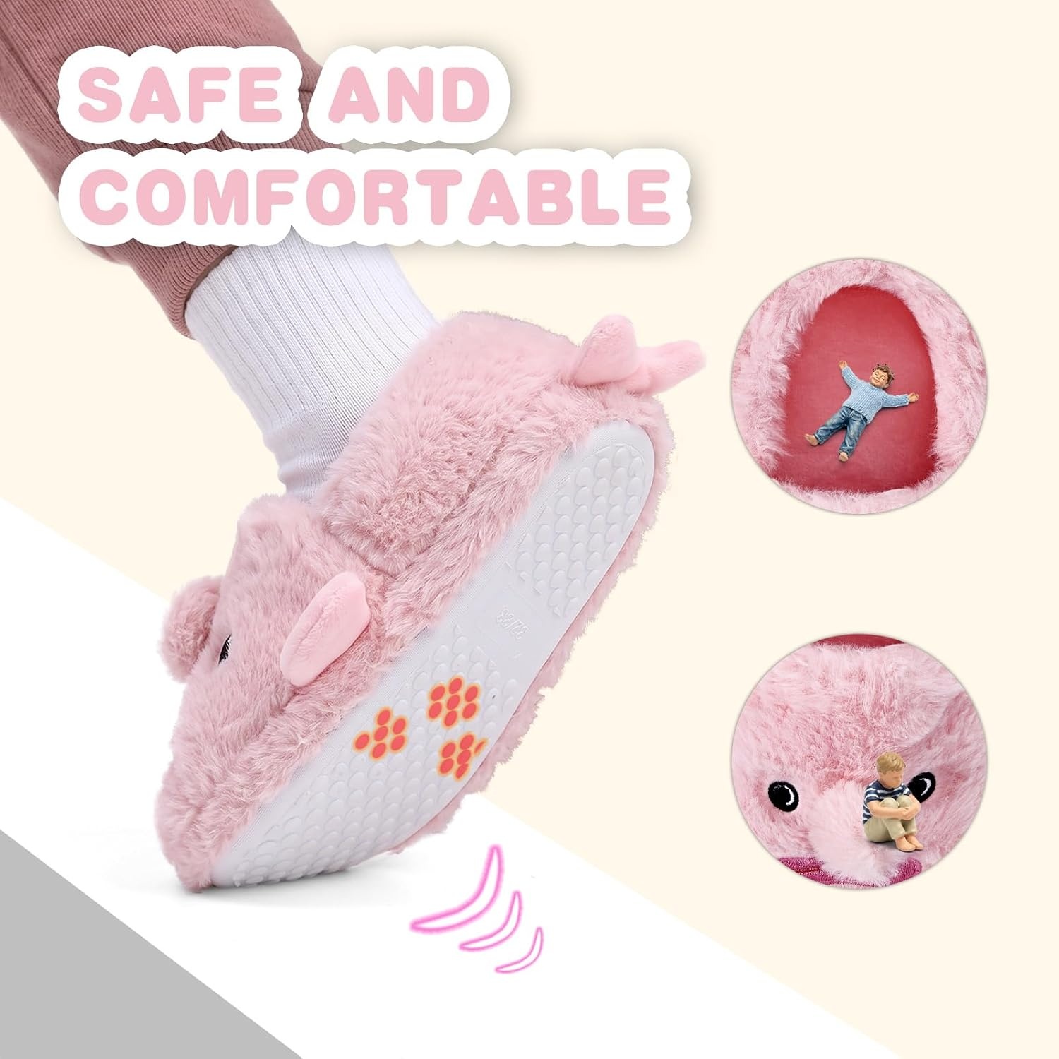 image:imageWateLves Toddler Slippers Boys Girls Full Wrapped Winter ShoesPink Fish