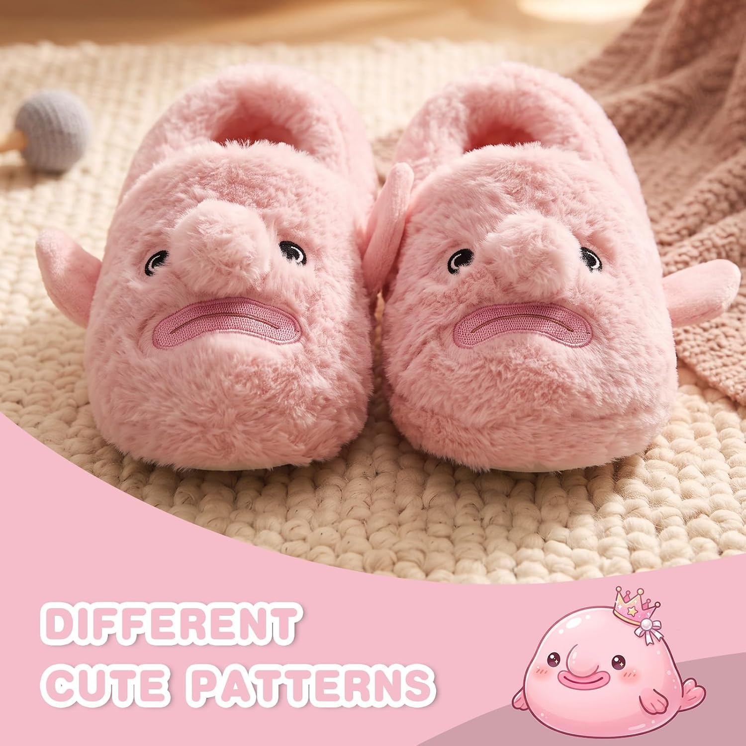 image:imageWateLves Toddler Slippers Boys Girls Full Wrapped Winter ShoesPink Fish