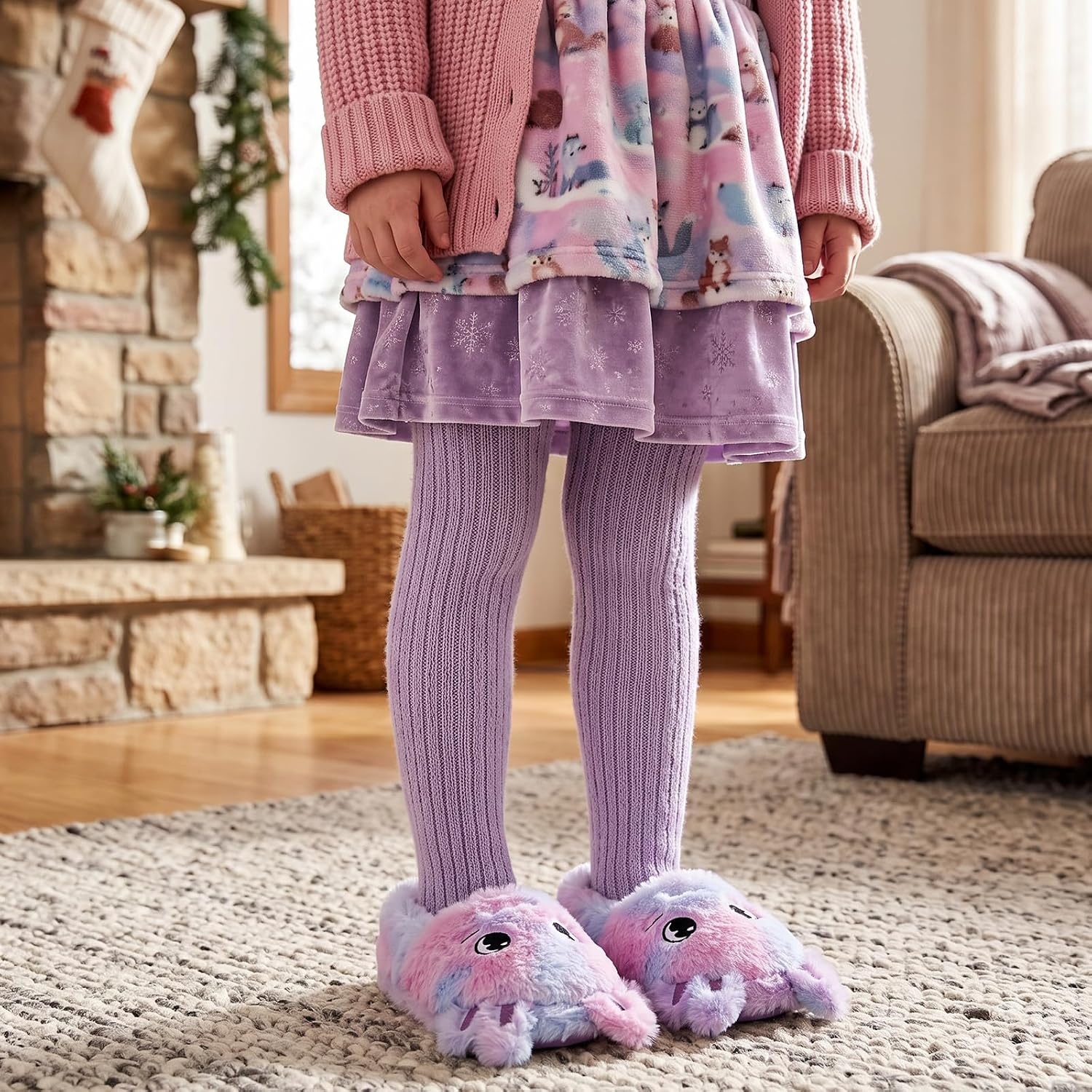 image:imageWateLves Toddler Slippers Boys Girls Full Wrapped Winter ShoesTiedye Axolotl