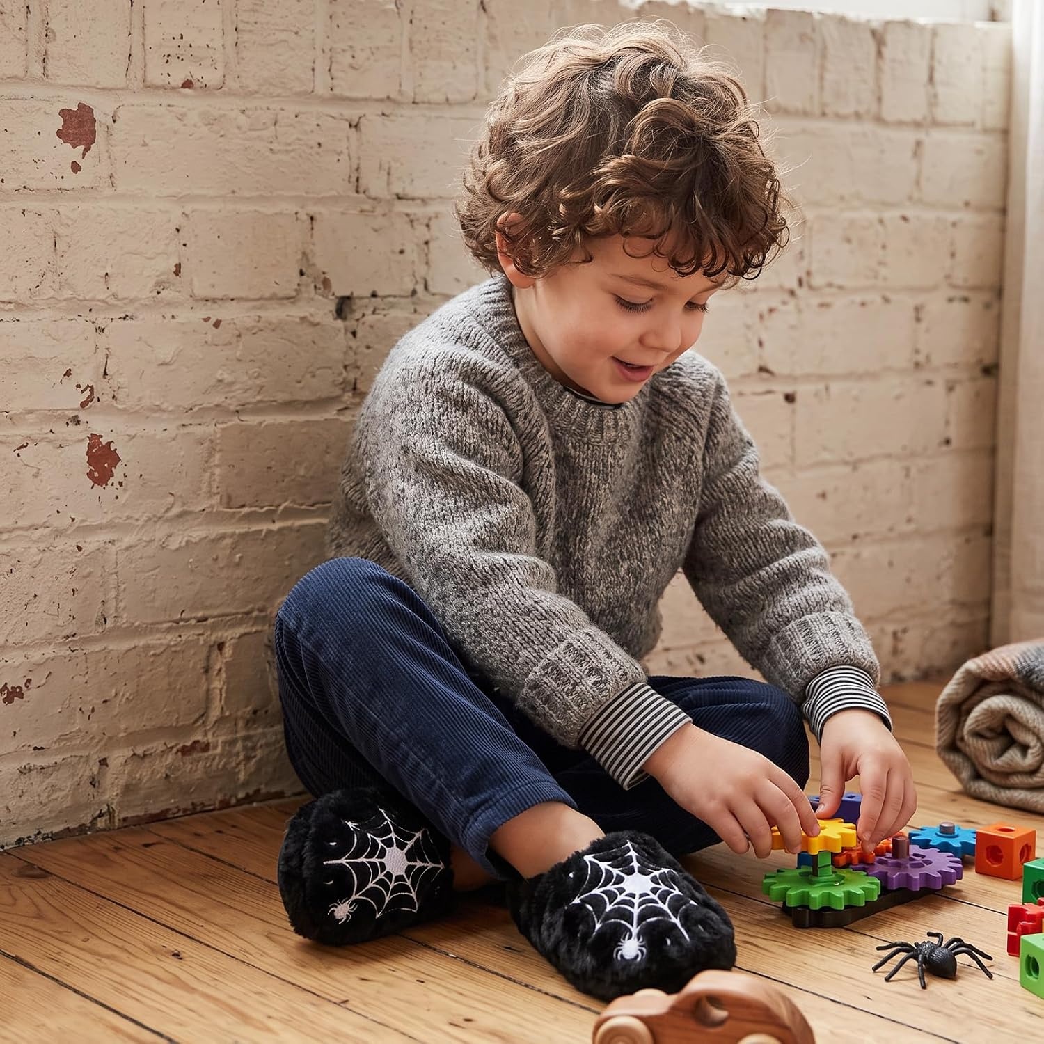 image:imageWateLves Toddler Slippers UnisexChild Full Wrapped Bedroom Slipper Boys Girls Comfortable Winter House ShoesToddlerLittle KidBig KidBlack