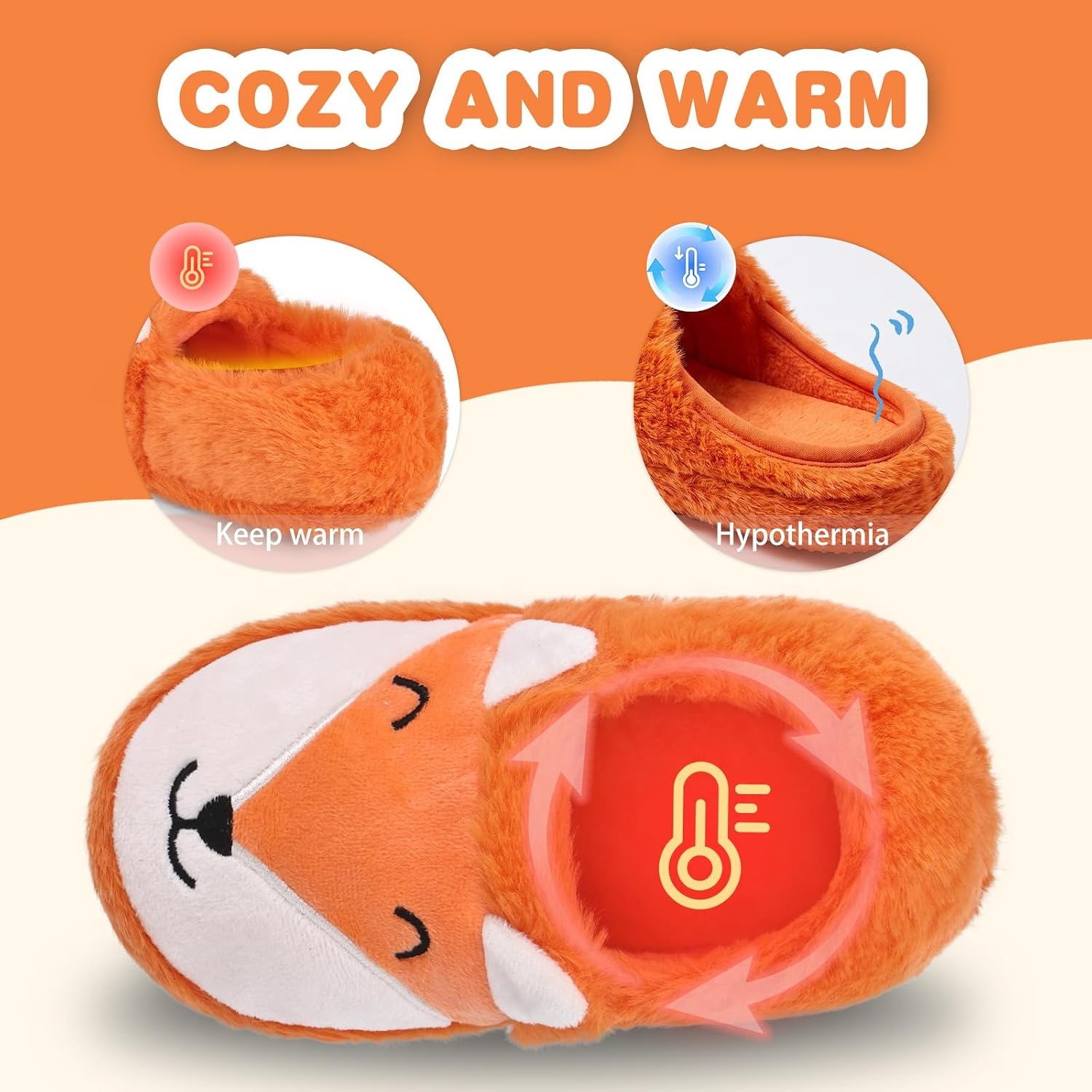 image:imageWateLves Toddler Slippers UnisexChild Full Wrapped Bedroom Slipper Boys Girls Comfortable Winter House ShoesToddlerLittle KidBig KidCute Fox