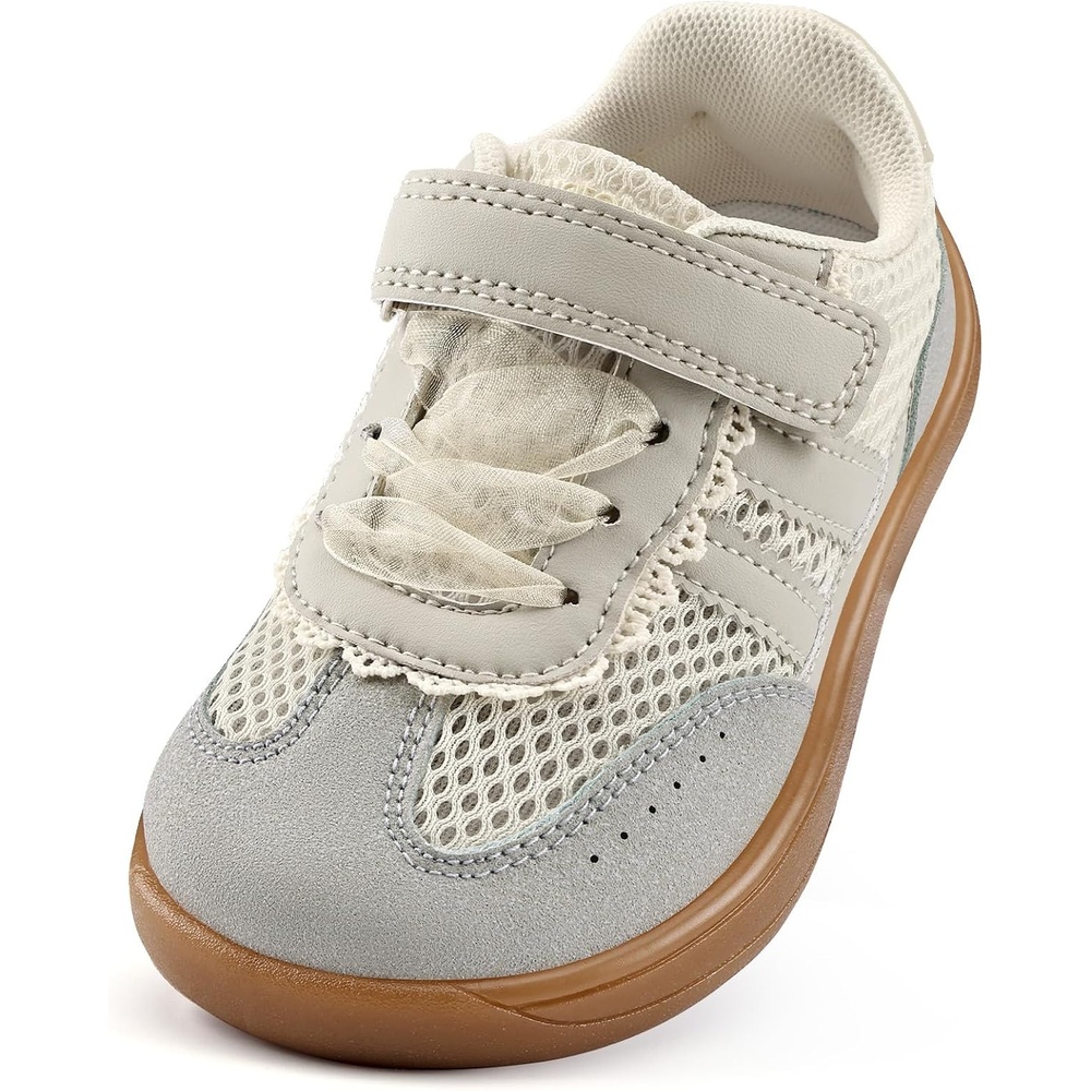 image:imageWateLves Toddler Little Kids Wide Barefoot Shoes Girls Boys Breathable Minimalist Zero Drop Sneakers Lightweight Wide Toe Walking ShoesBeigeGray