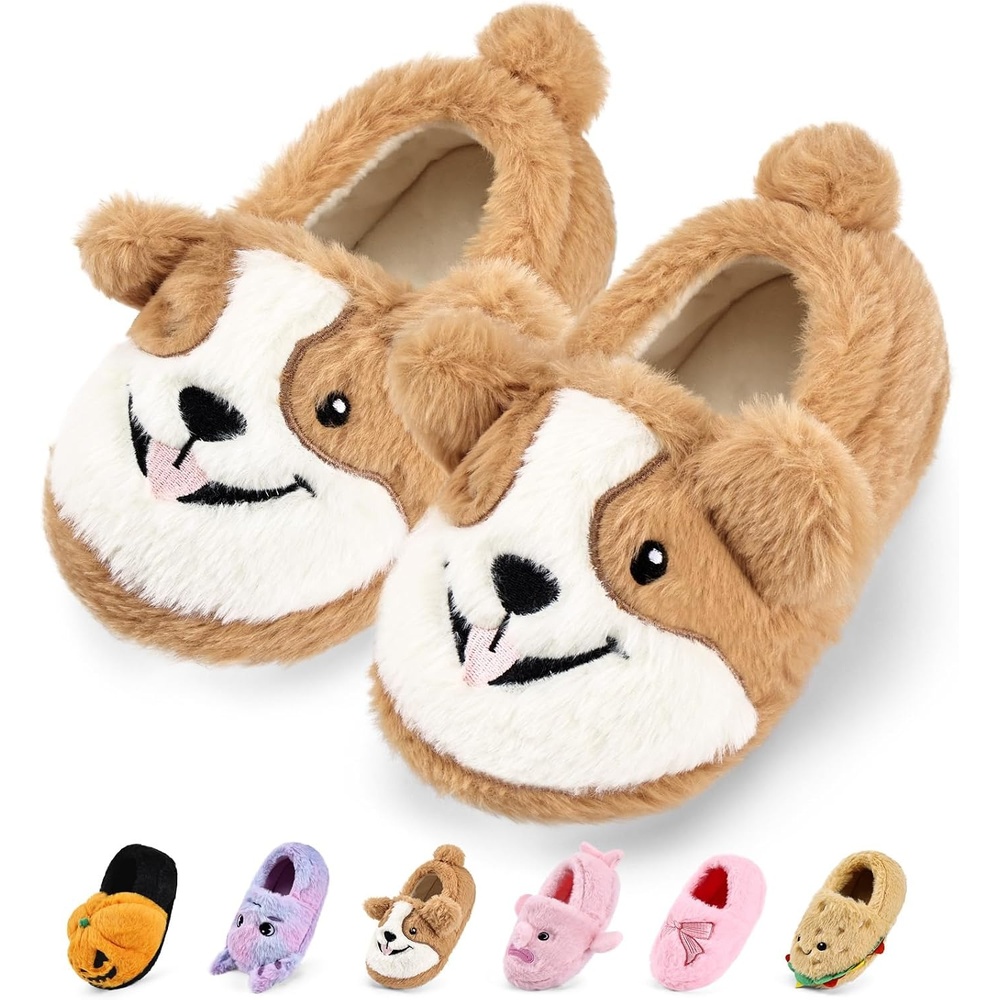 image:imageWateLves Toddler Slippers Boys Girls Full Wrapped Winter ShoesCorgi