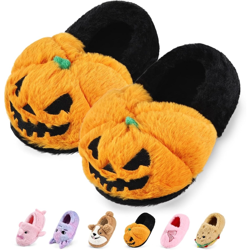 image:imageWateLves Toddler Slippers Boys Girls Full Wrapped Winter ShoesHalloween Pumpkin