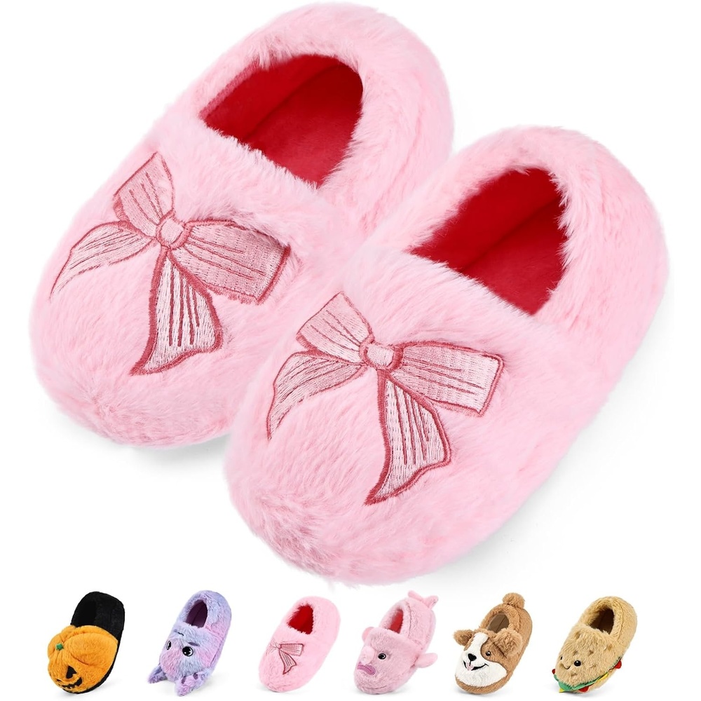 image:imageWateLves Toddler Slippers Boys Girls Full Wrapped Winter ShoesPink Bow Knot
