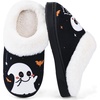 WateLves Girls Boys Slippers Toddler Kids Comfy Fuzzy Non-slip House Shoes Bedroom Soft Faux Fur Lined Indoor Outdoor(Ghost)