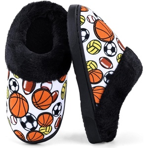 WateLves Girls Boys Slippers Toddler Kids Comfy Fuzzy Non-slip House Shoes Bedroom Soft Faux Fur Lined Indoor Outdoor(Ball)