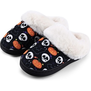 WateLves Girls Slippers Toddler Kids Plush Sequin Slip On Slippers Memory Foam Warm House Shoes for Indoor Outdoor(Ghost)