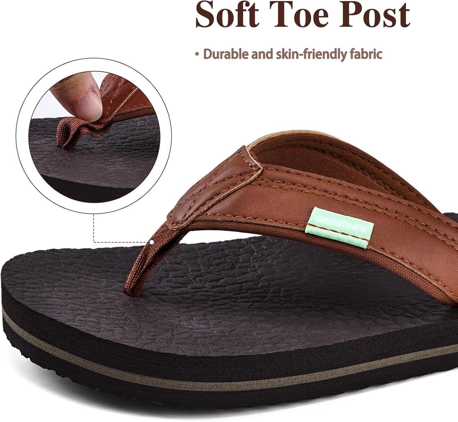 image:imageWateLves Youth Big Kids Flip Flops Boys Sandals Summer Thong Slide Sandals for Beach Pool ShowerCaramel