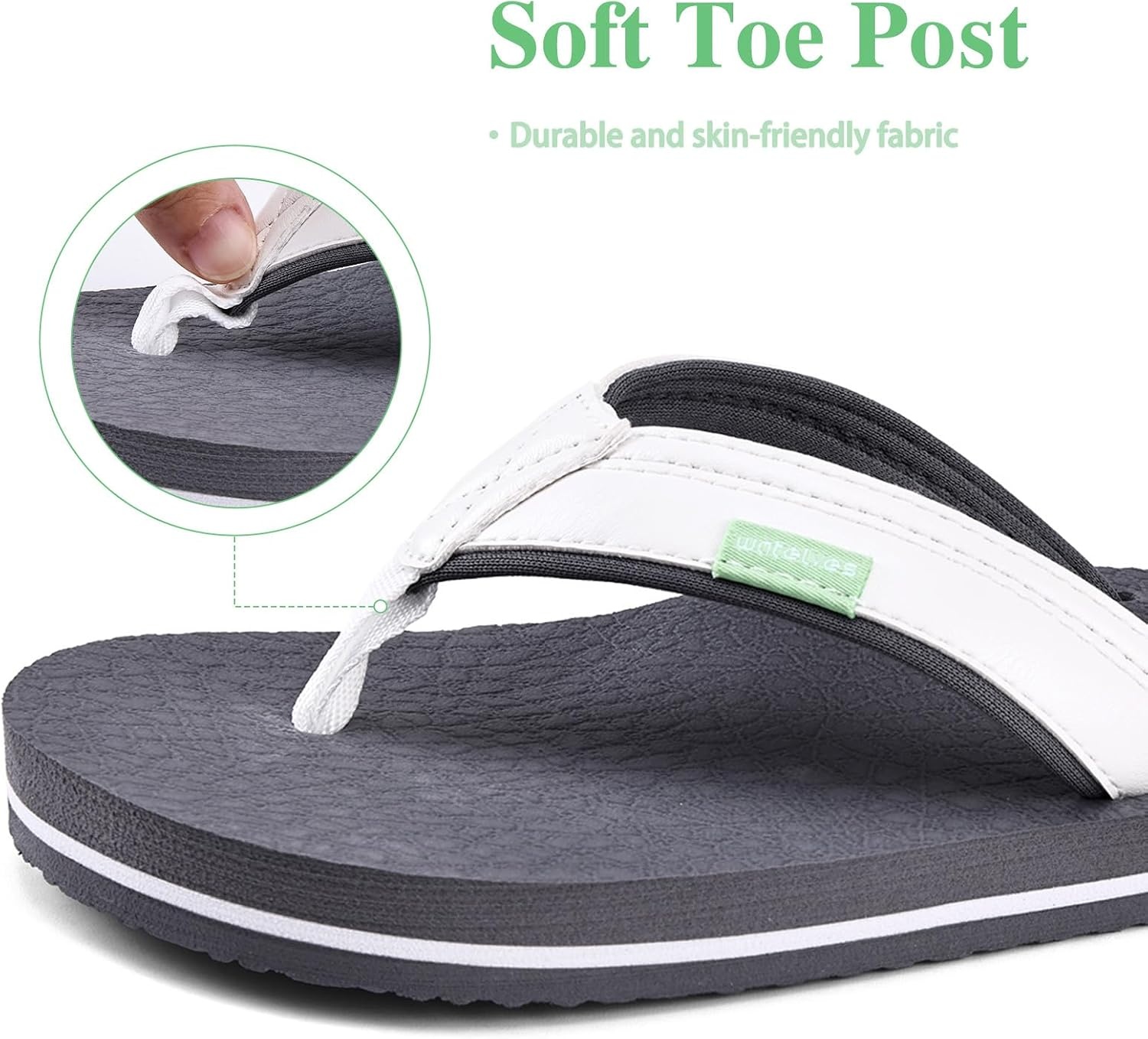 image:imageWateLves Youth Big Kids Flip Flops Boys Sandals Summer Thong Slide Sandals for Beach Pool ShowerWhiteGrey