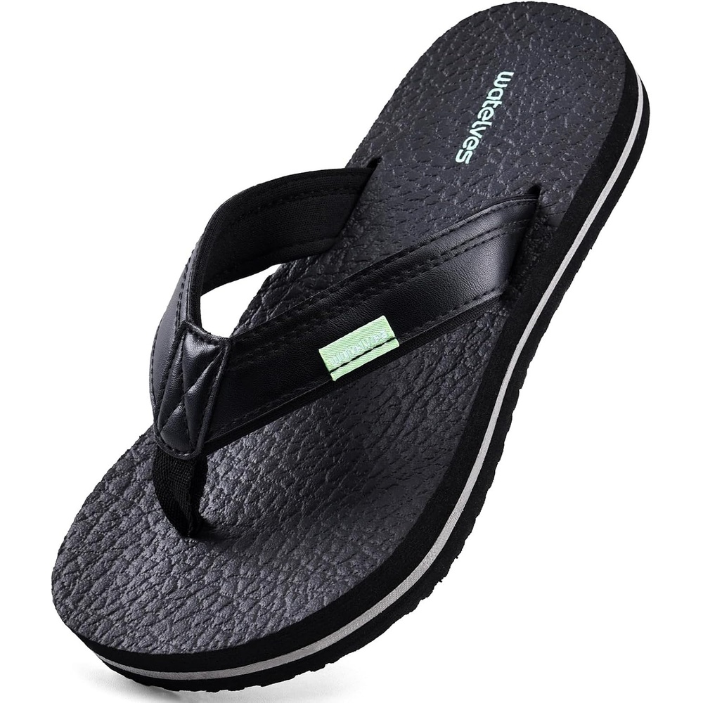 image:imageWateLves Youth Big Kids Flip Flops Boys Sandals Summer Thong Slide Sandals for Beach Pool ShowerSolid Black