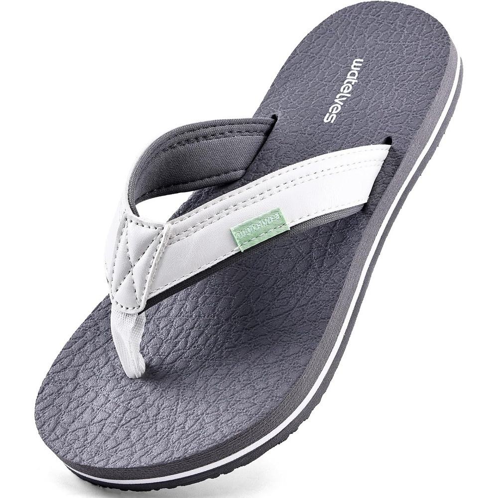 image:imageWateLves Youth Big Kids Flip Flops Boys Sandals Summer Thong Slide Sandals for Beach Pool ShowerWhiteGrey