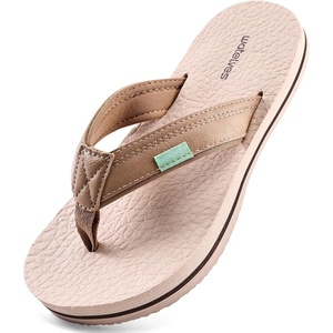 WateLves Youth Big Kids Flip Flops Boys Sandals Summer Thong Slide Sandals for Beach Pool Shower(Tan/Khaki)