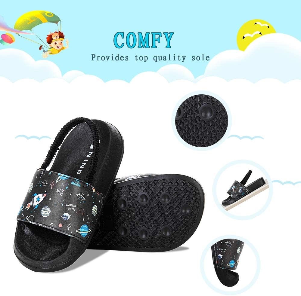 image:imageWateLves Toddler Boys Girls Slides Sandals for Swim Beach Kids Water Shoes Casual Summer SlippersRocketBlack