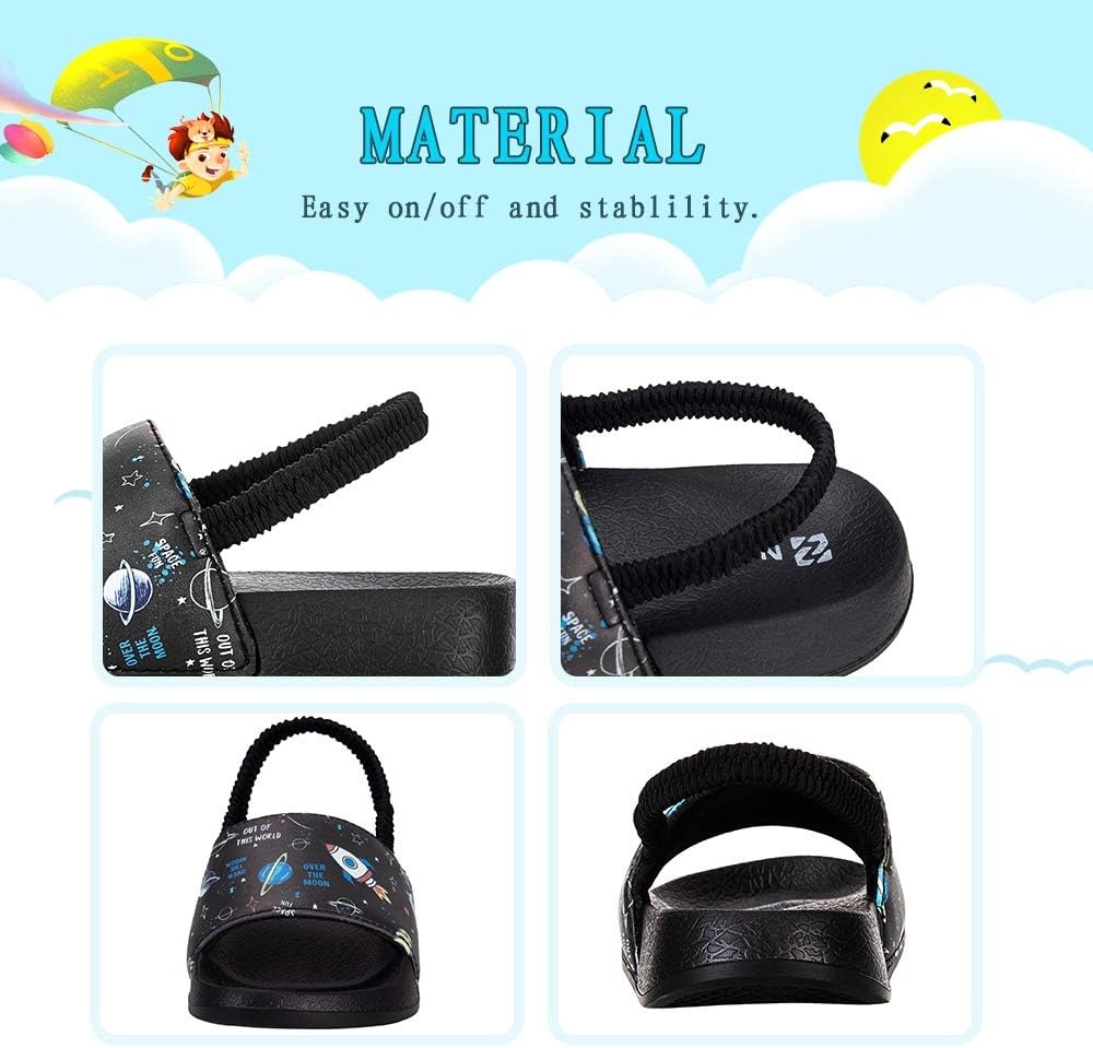 image:imageWateLves Toddler Boys Girls Slides Sandals for Swim Beach Kids Water Shoes Casual Summer SlippersRocketBlack