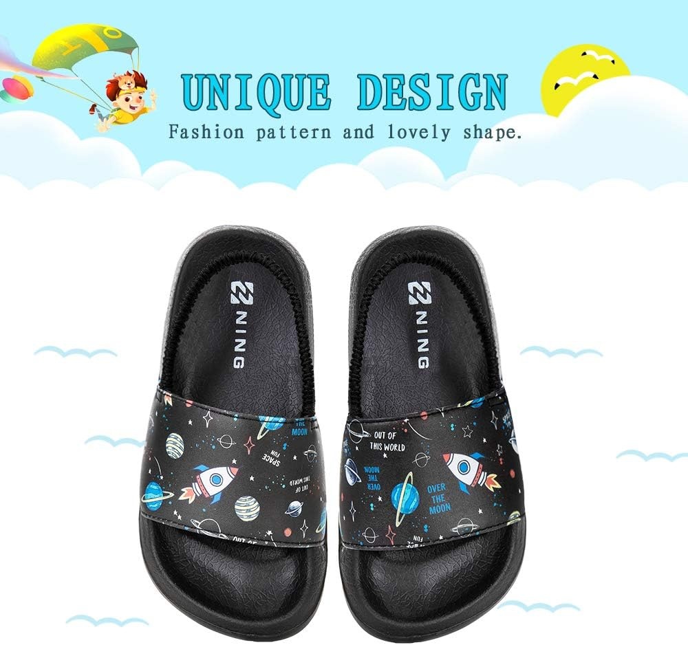 image:imageWateLves Toddler Boys Girls Slides Sandals for Swim Beach Kids Water Shoes Casual Summer SlippersRocketBlack