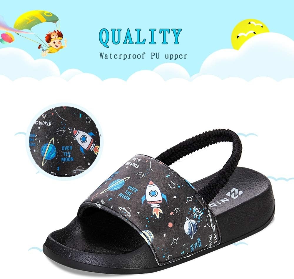 image:imageWateLves Toddler Boys Girls Slides Sandals for Swim Beach Kids Water Shoes Casual Summer SlippersRocketBlack