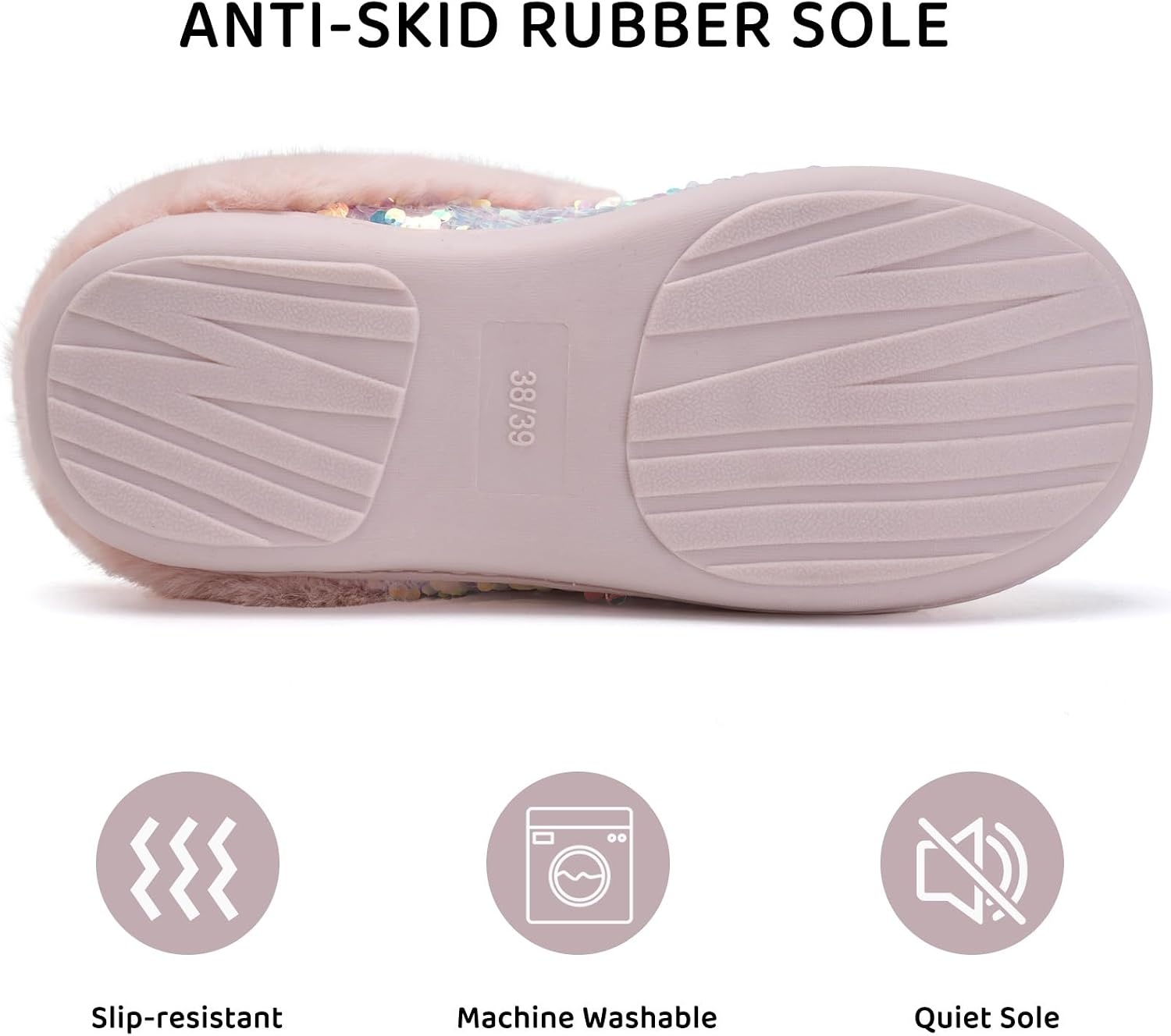 image:imageWateLves Womens Slippers Comfort Memory Foam House Slippers Plush Lining Bedroom Shoes for Indoor amp OutdoorSequin Pink