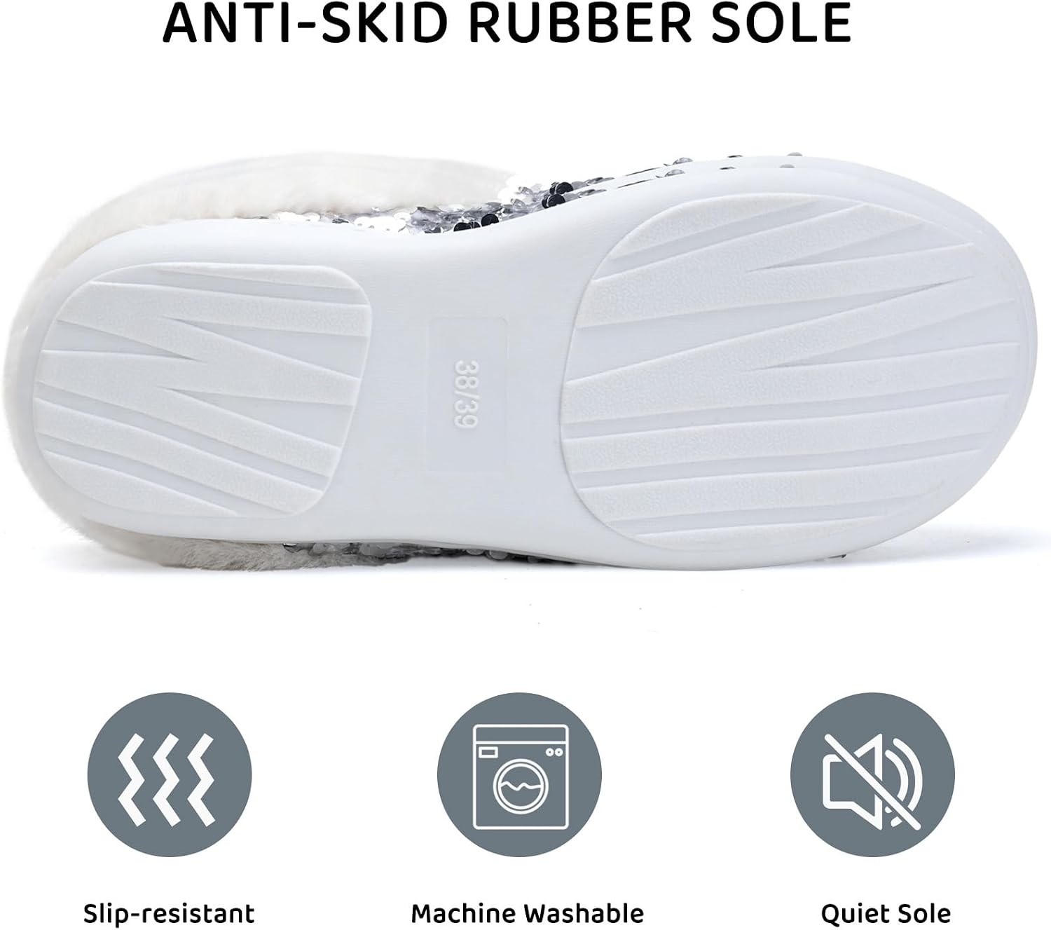 image:imageWateLves Womens Slippers Comfort Memory Foam House Slippers Plush Lining Bedroom Shoes for Indoor amp OutdoorSequin Silver