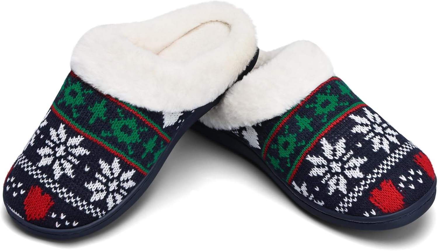 image:imageWateLves Womens Slippers Comfort Memory Foam House Slippers Plush Lining Bedroom Shoes for Indoor amp OutdoorSnowflake Navy