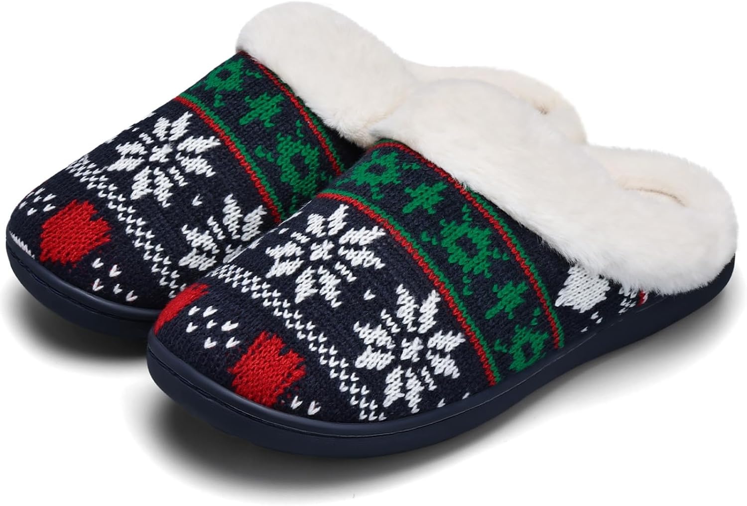 image:imageWateLves Womens Slippers Comfort Memory Foam House Slippers Plush Lining Bedroom Shoes for Indoor amp OutdoorSnowflake Navy