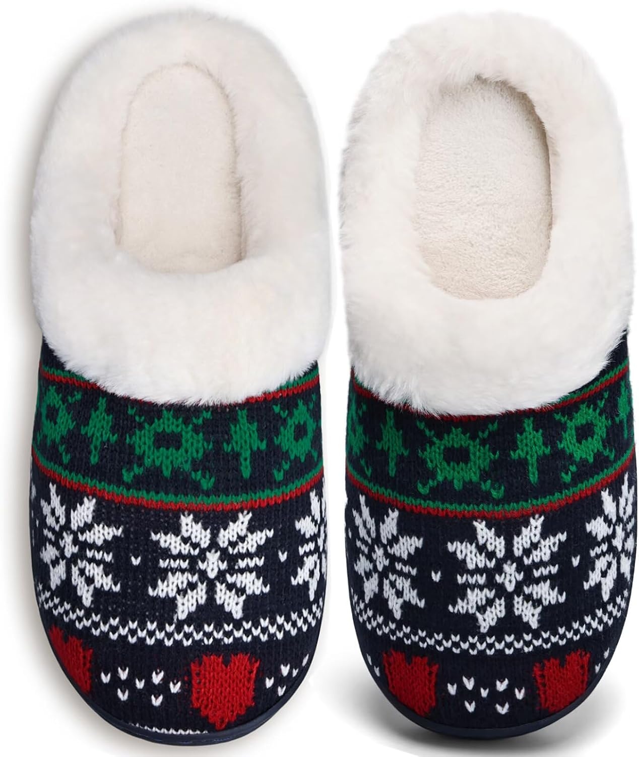 image:imageWateLves Womens Slippers Comfort Memory Foam House Slippers Plush Lining Bedroom Shoes for Indoor amp OutdoorSnowflake Navy