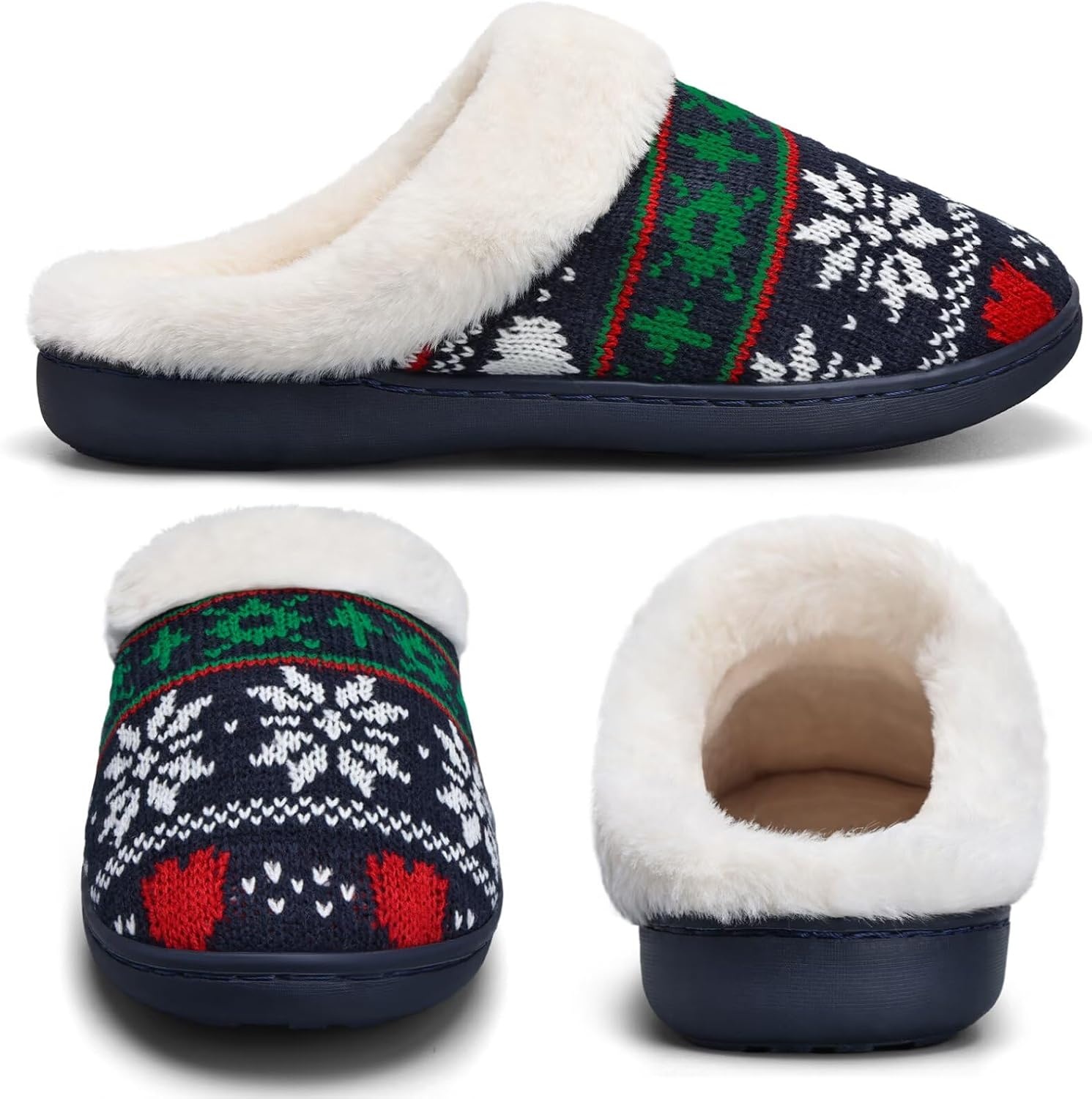 image:imageWateLves Womens Slippers Comfort Memory Foam House Slippers Plush Lining Bedroom Shoes for Indoor amp OutdoorSnowflake Navy