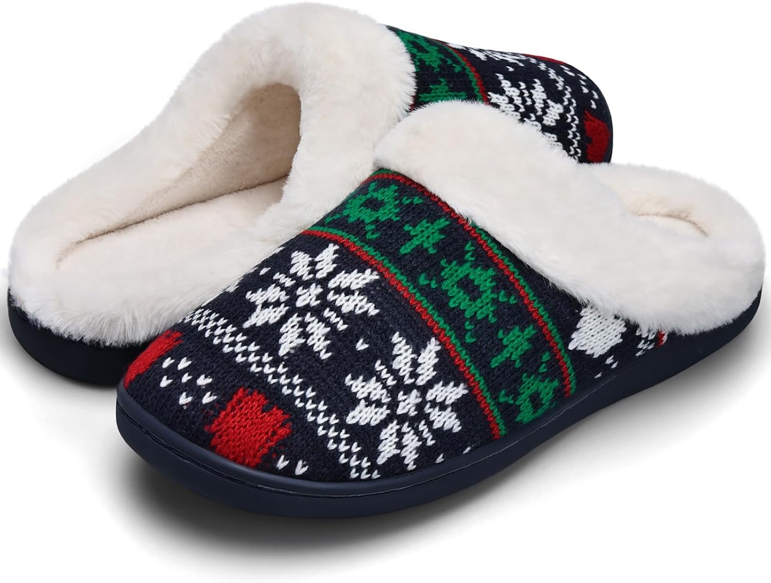 image:imageWateLves Womens Slippers Comfort Memory Foam House Slippers Plush Lining Bedroom Shoes for Indoor amp OutdoorSnowflake Navy