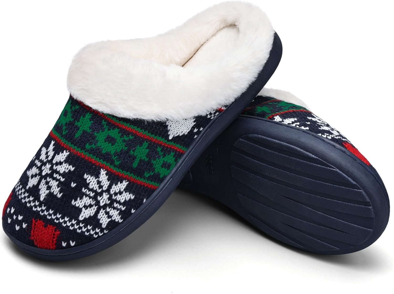 image:imageWateLves Womens Slippers Comfort Memory Foam House Slippers Plush Lining Bedroom Shoes for Indoor amp OutdoorSnowflake Navy