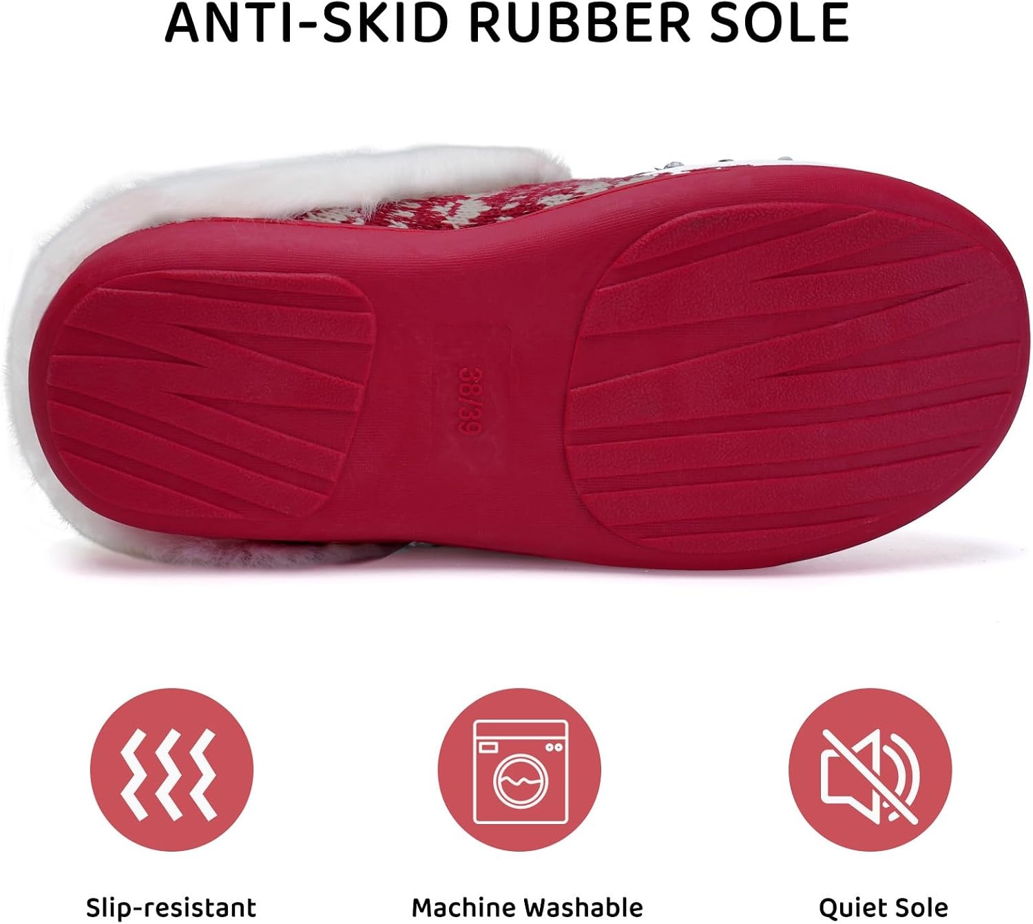image:imageWateLves Womens Slippers Comfort Memory Foam House Slippers Plush Lining Bedroom Shoes for Indoor amp OutdoorSnowflake Red