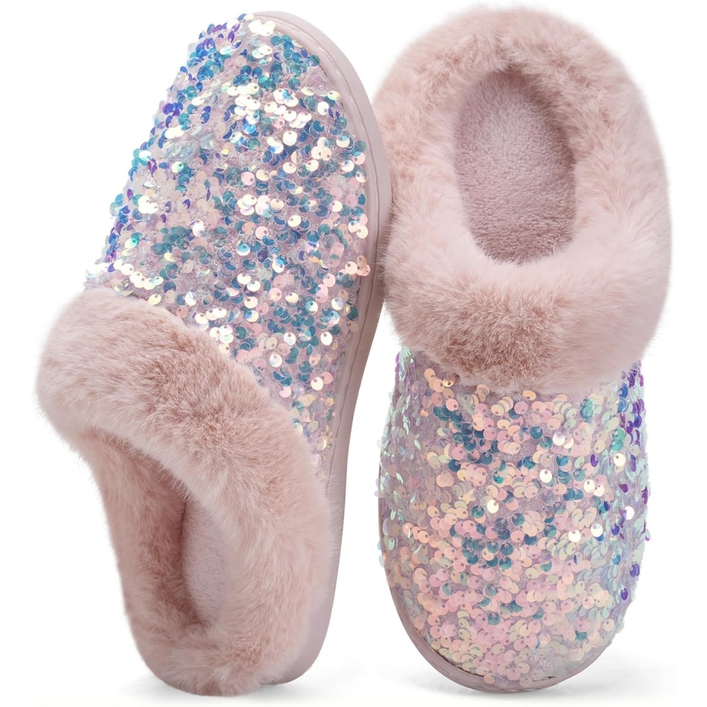 image:imageWateLves Womens Slippers Comfort Memory Foam House Slippers Plush Lining Bedroom Shoes for Indoor amp OutdoorSequin Pink